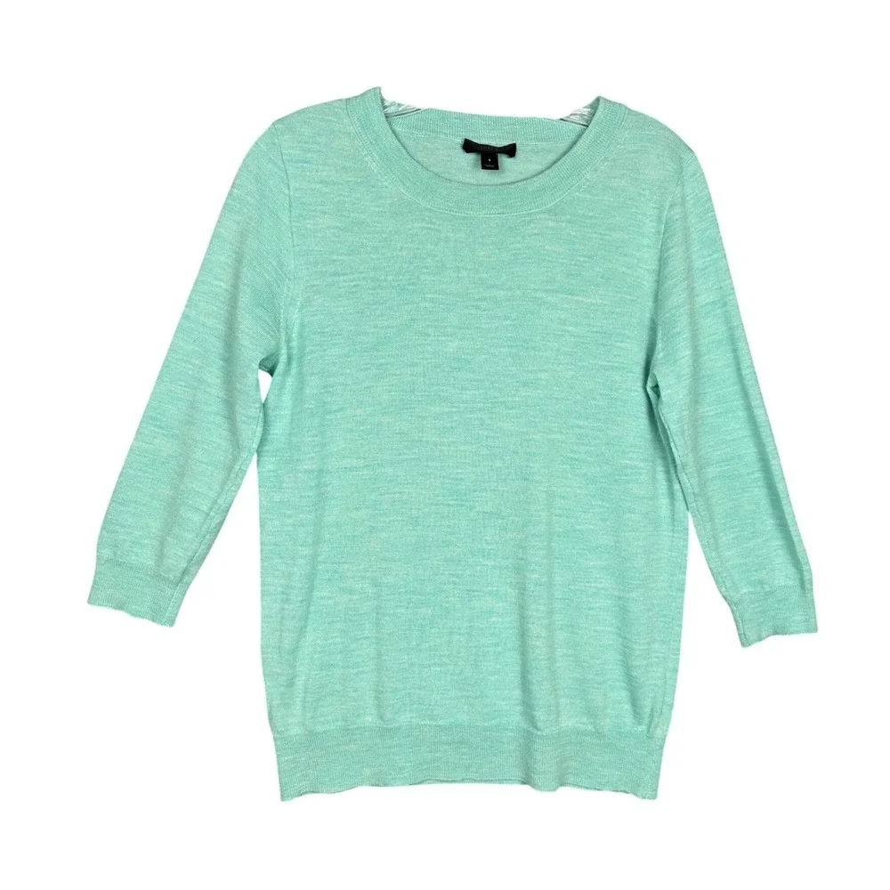 J. Crew Womens Tippi Sweater Small Mint Green 100% Merino Wool Crewneck Coastal